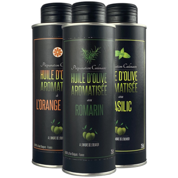 Coffret de 3 huiles d'olive aromatisées - Accueil