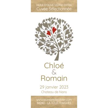 Mignonnettes huile d'olive personnalisées Mariage cadeaux invités Chloé