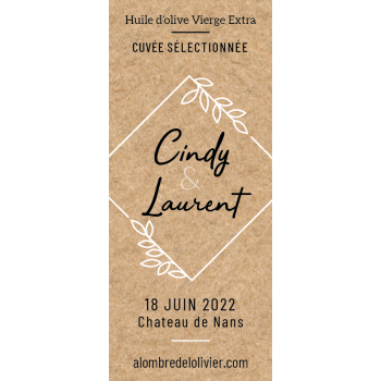 Mignonnettes huile d'olive personnalisées Mariage cadeaux invités Cindy