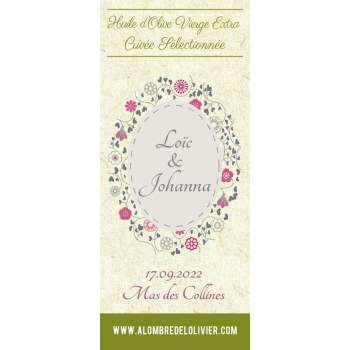 Mignonnettes huile d'olive personnalisées Mariage cadeaux invités Johanna