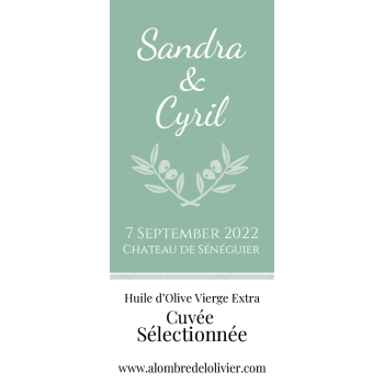 Mignonnettes huile d'olive personnalisées  Mariage cadeaux invités Sandra