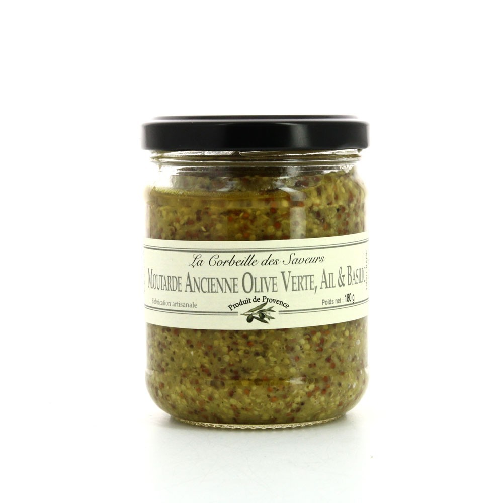 Moutarde à l'ancienne aux olives vertes