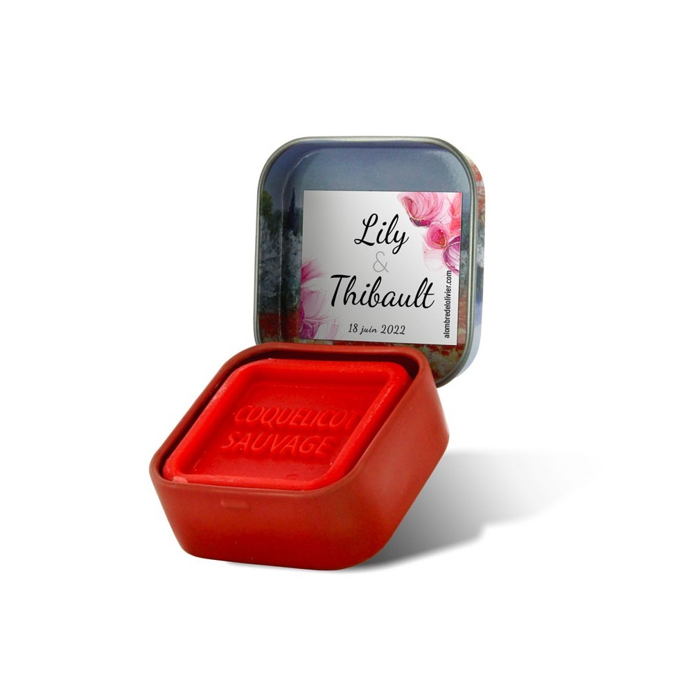 Savon personnalisé-modèle Lily-cadeau invité mariage