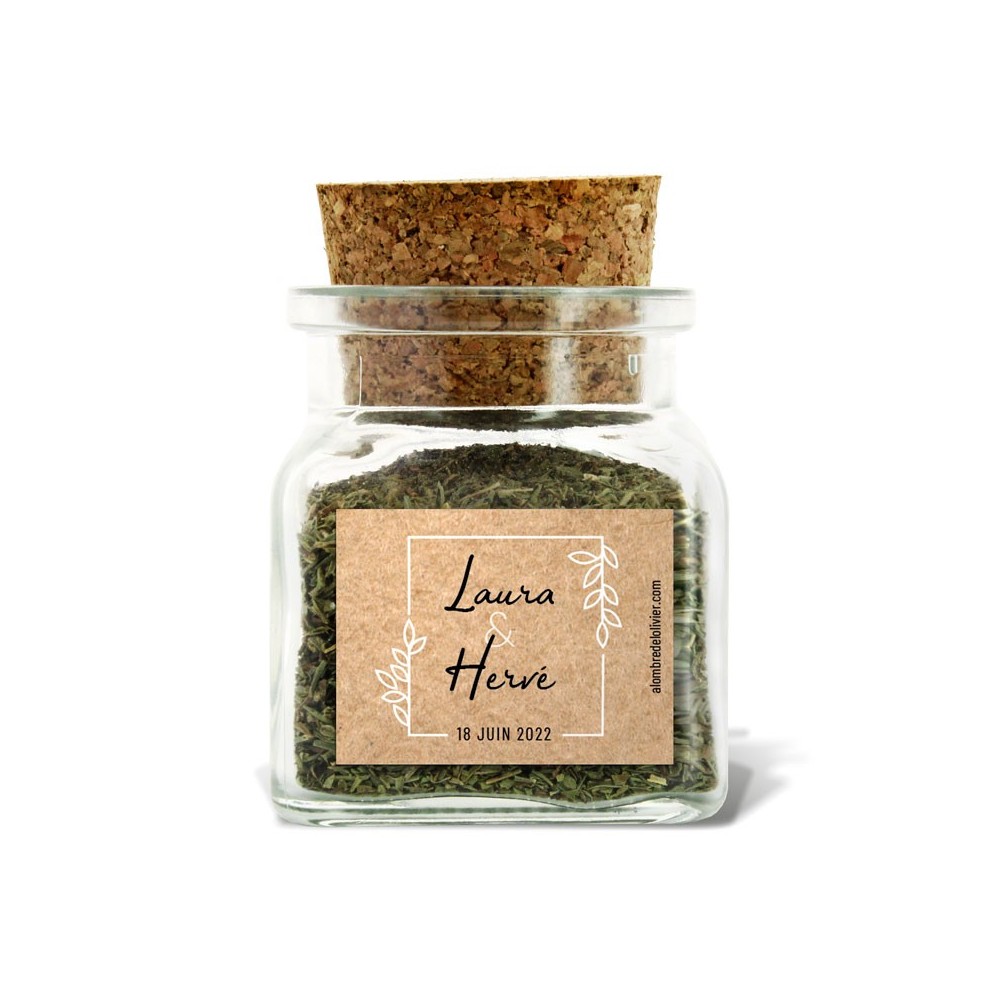 Pot d'herbes de Provence personnalisé-modèle Laura-cadeau mariage personnalisé