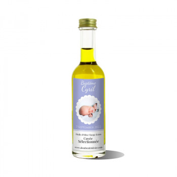 Mignonnettes huile d'olive personnalisées-modèle de Baptême garçon "Cyril" - Mignonnettes d'huile d'olive personnalisées
