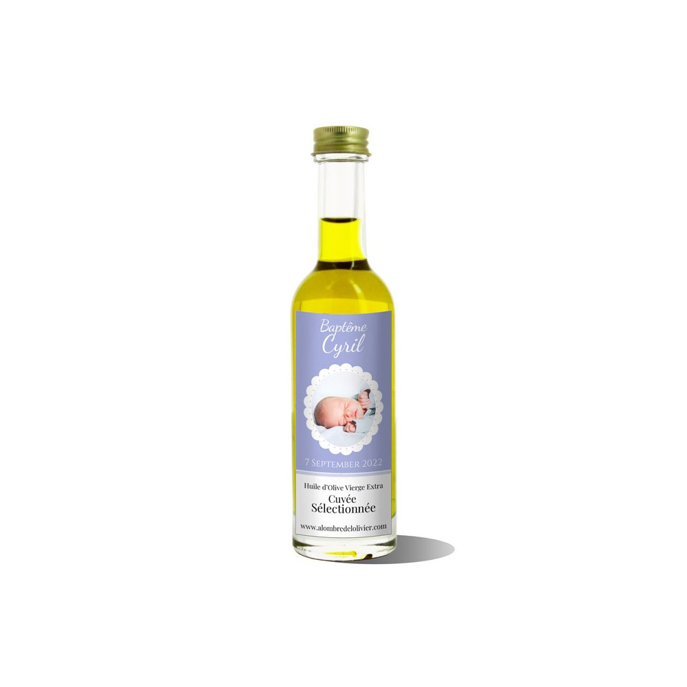 Mignonnettes huile d'olive personnalisées-modèle de Baptême garçon "Cyril"