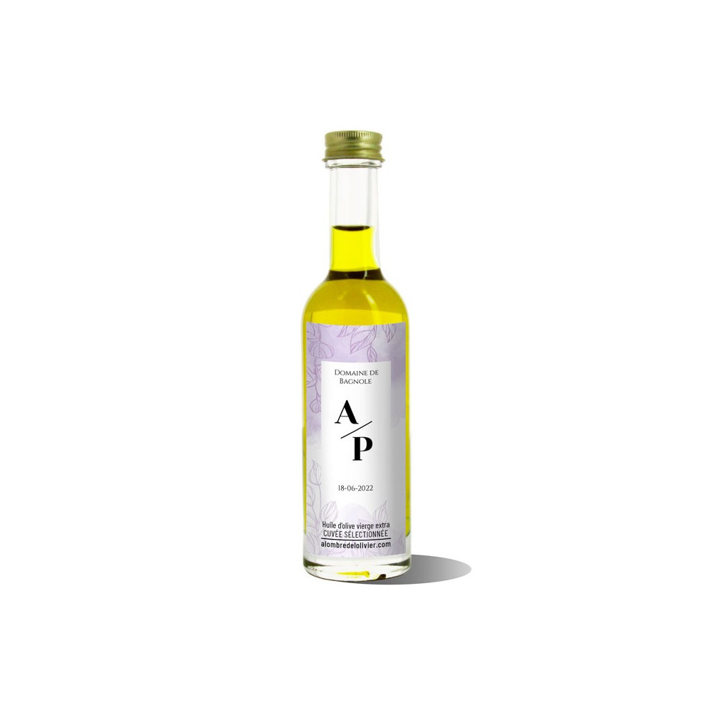 Mignonnettes d'huile d'olive personnalisées-modèle initiales mariés A&P