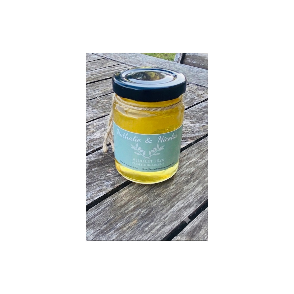 Pot de miel de Lavande personnalisé- Cadeau invité-125g-A l'Ombre de l'Olivier
