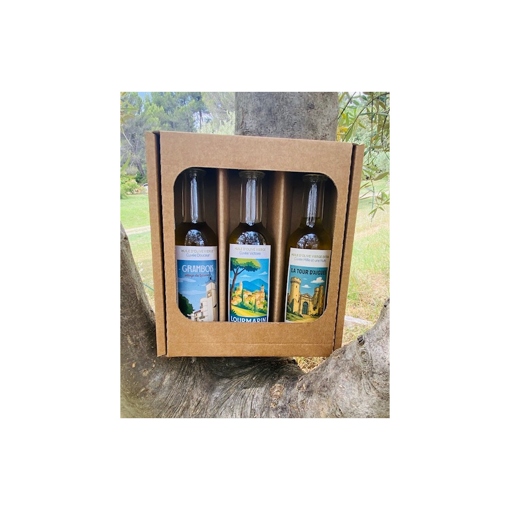 Coffret de Mignonnettes d'Huile d'Olive Provençale - Édition "Beaux Villages" (3 x 5cl)-A l'Ombre de l'Olivier