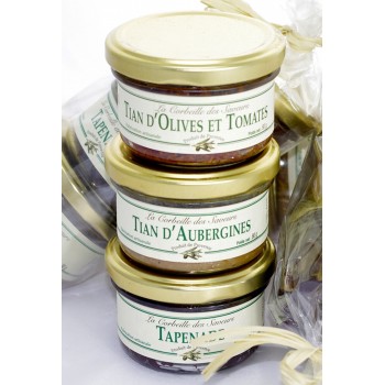 Ballotin Tapenade Noire, Tapenade Olive Verte , Aubergines - Epicerie fine