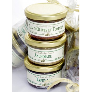 Ballotin Tapenade Noire, Saveur olives-Tomates, Anchoïade - Coffrets